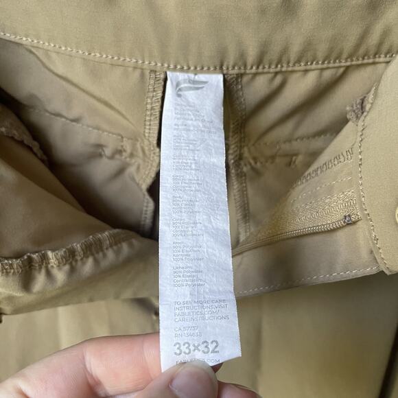 Fabletics Pants Mens‎ Tan Khaki Only Pant Slim Fit Stretch Preppy Fits 33 X 32 - Picture 8 of 8